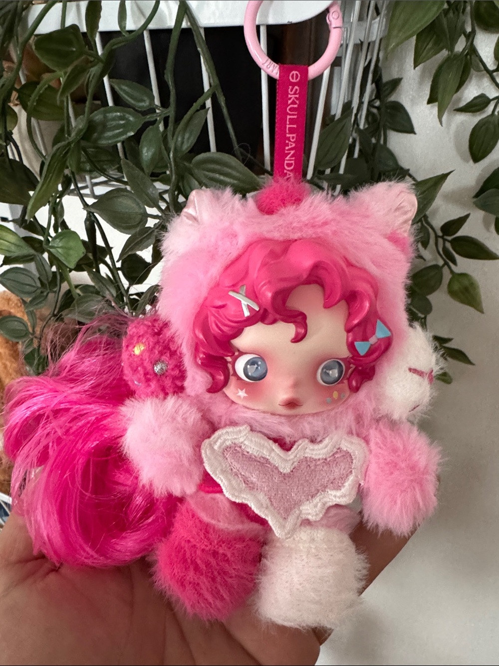 Skullpanda Pink Fluffy Heart Key & Card Holder